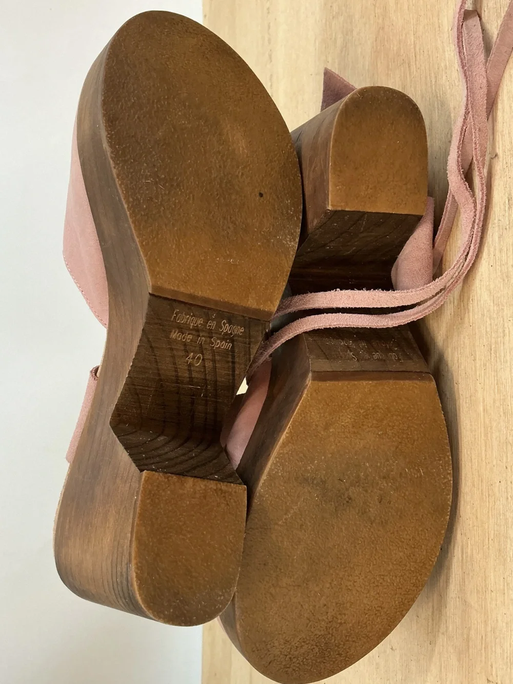 Free People Pink Suede Low Heels with Ankle and Heel Wrap and Straps Size 40